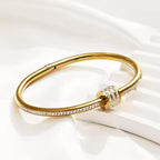 Anti Tarnish Stainless Steel Triple Line Gemstone Kada