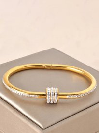 Anti Tarnish Stainless Steel Triple Line Gemstone Kada