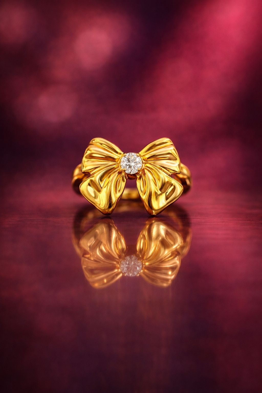Golden Bow Statement Ring – Anti Tarnish