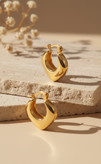 Anti Tarnish Stainless Steel Sculptural Hoop Earrings