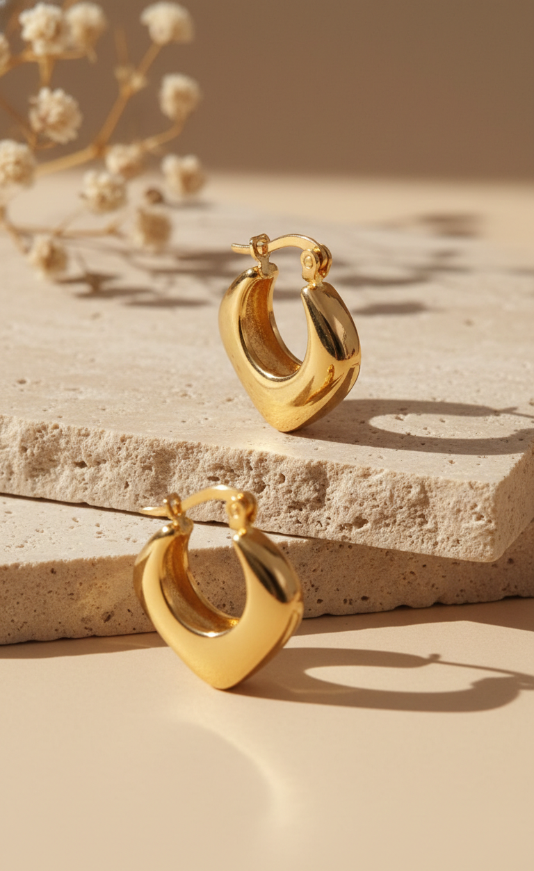 Anti Tarnish Stainless Steel Sculptural Hoop Earrings