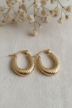 Anti Tarnish Stainless Steel Textured Twisted Hoop Earrings