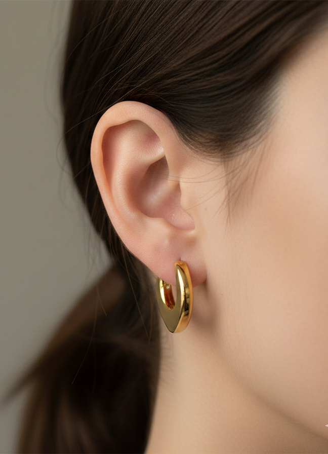 Anti Tarnish Stainless Steel Sculptural Hoop Earrings