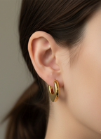 Anti Tarnish Stainless Steel Sculptural Hoop Earrings