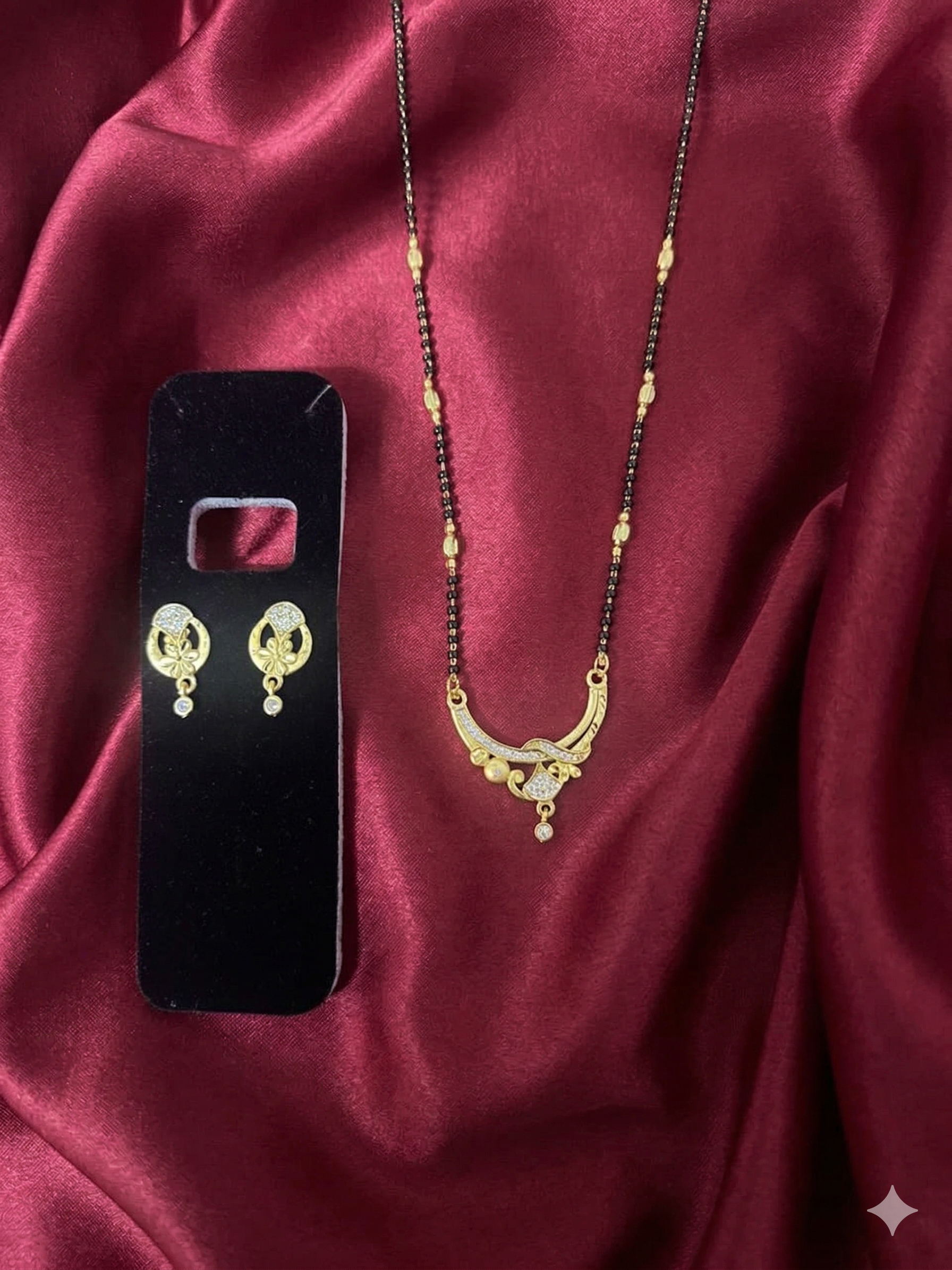 Traditional Mangalsutra Necklace & Earrings Set – Micro Plated