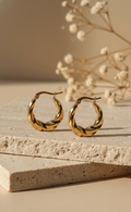 Anti Tarnish Stainless Steel Twisted Hoop Earrings