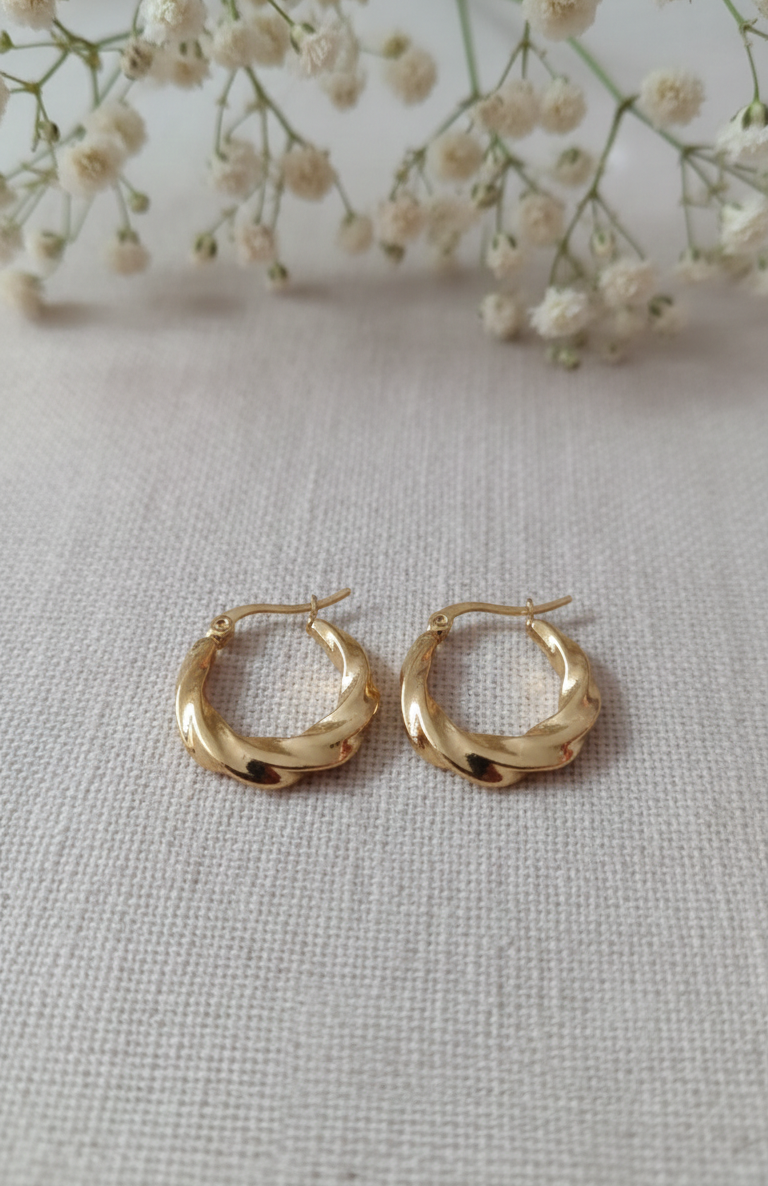 Anti Tarnish Stainless Steel Twisted Hoop Earrings