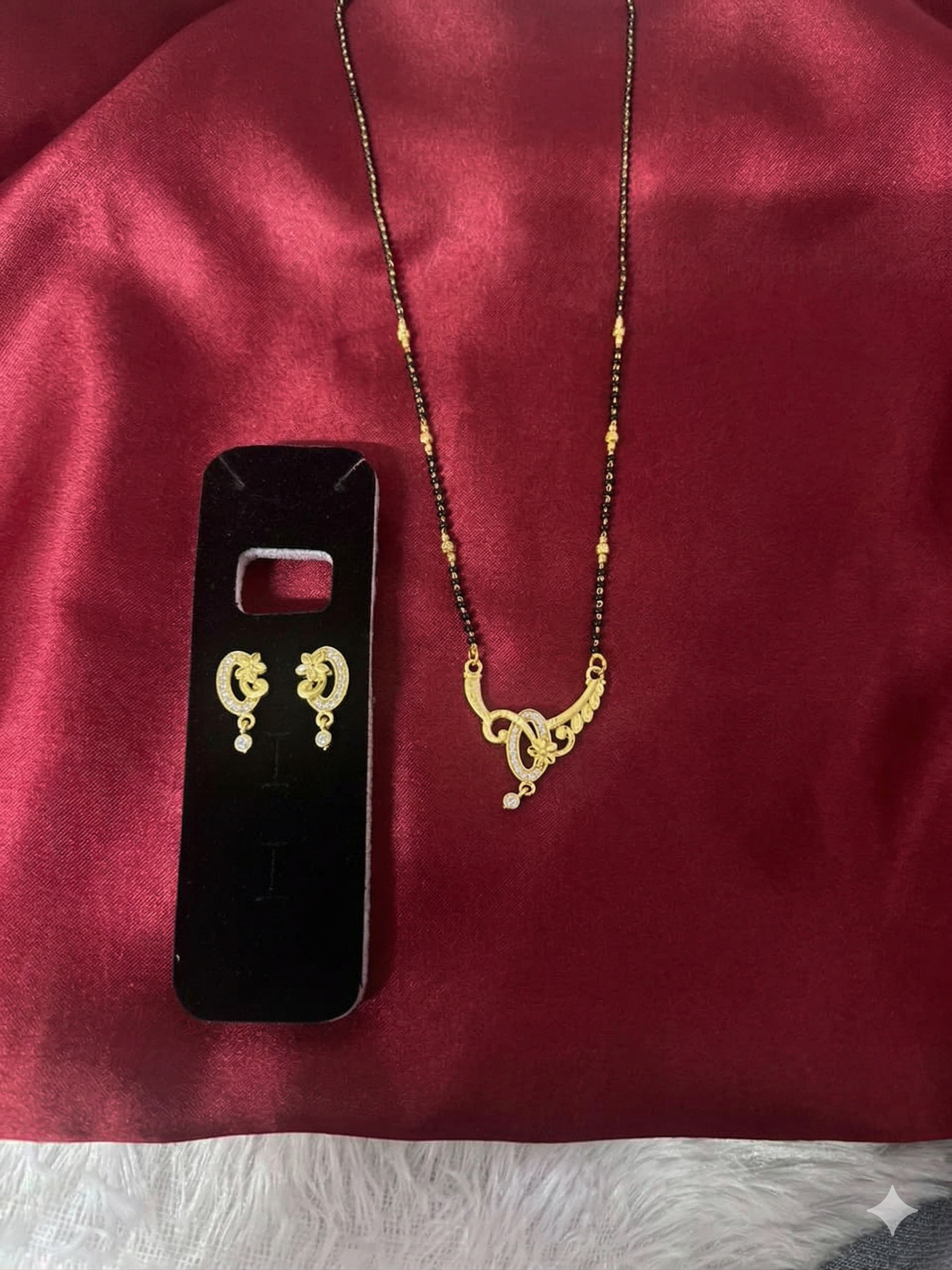 Traditional Mangalsutra Necklace & Earrings Set – Micro Plated