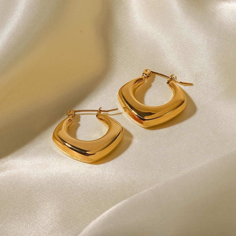 Anti Tarnish Stainless Steel Sculptural Hoop Earrings