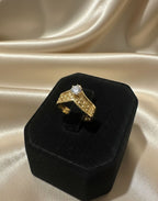 Vintage Gold Finish Diamond Adjustable Ring