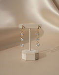Anti Tarnish Stainless Steel Triple Gemstone Drop Earrings