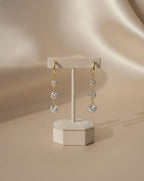 Anti Tarnish Stainless Steel Triple Gemstone Drop Earrings