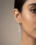 Anti Tarnish Stainless Steel Triple Stone Drop Earrings