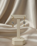 Anti Tarnish Stainless Steel Gemstone Cube Drop Earrings