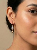 Anti Tarnish Stainless Steel Gemstone Cube Drop Earrings