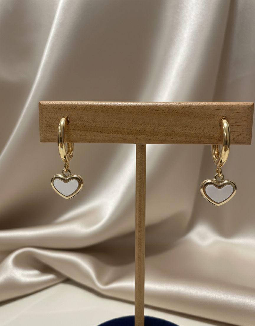 Anti Tarnish Stainless Steel Heart Pendant Hoop Earrings