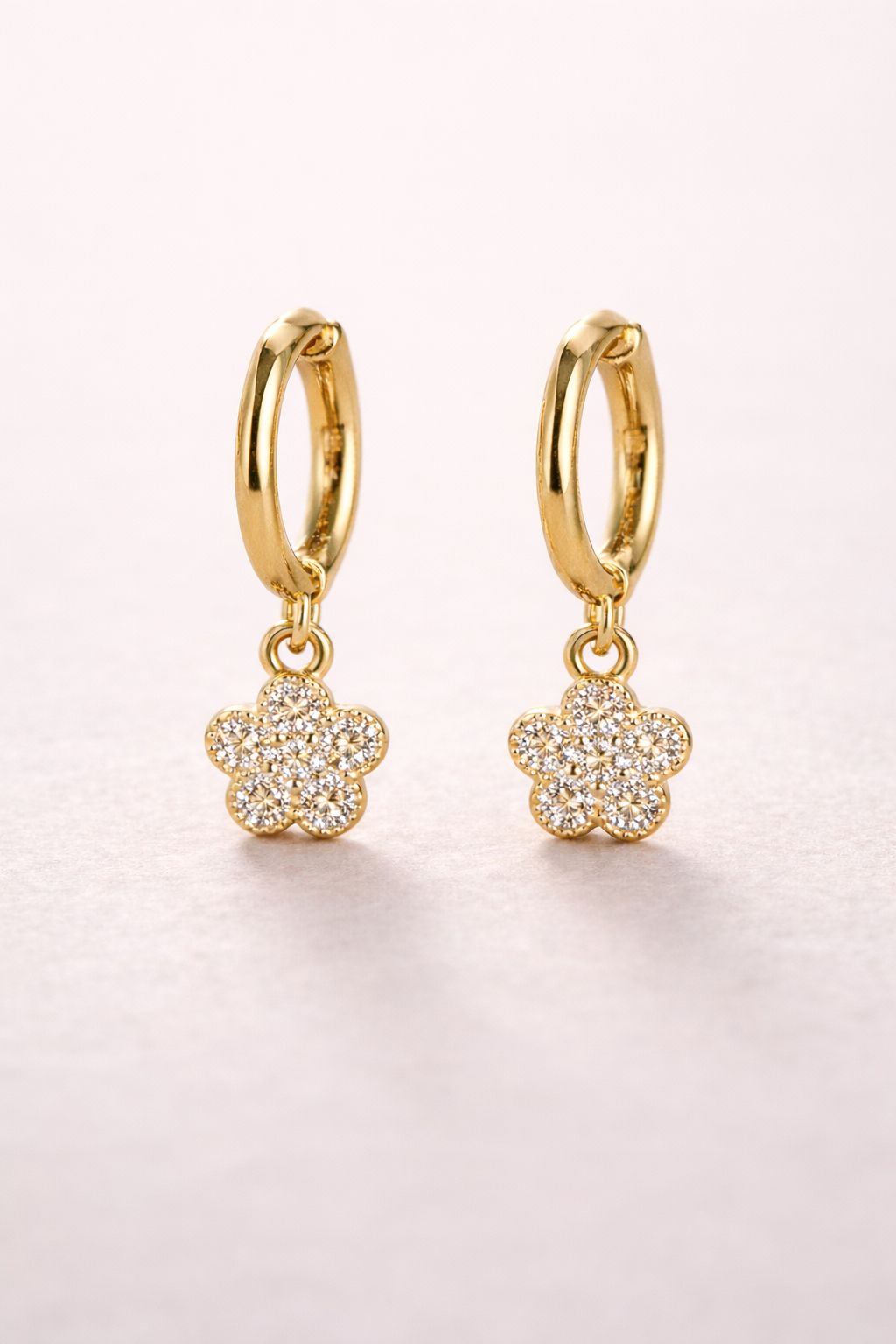 Anti Tarnish Diamond Studded Floral Drop Earrings