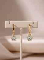 Anti Tarnish Diamond Studded Floral Drop Earrings