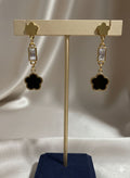 Anti Tarnish Stainless Steel Black Clover Pendant Earrings