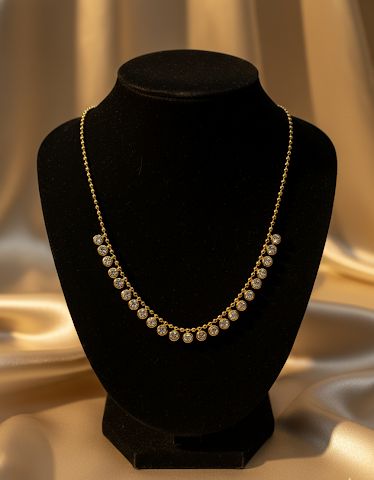Radiant Gemstone Collar Necklace – Stainless Steel