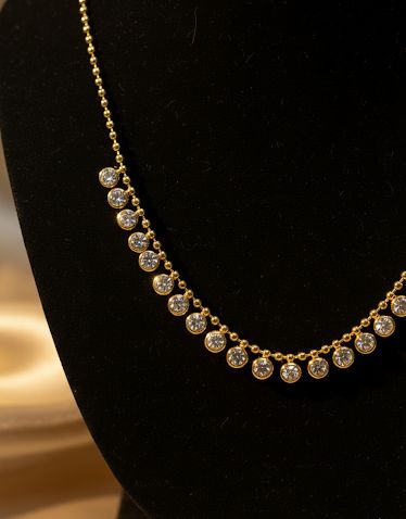 Radiant Gemstone Collar Necklace – Stainless Steel