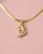 Anti Tarnish Stainless Steel Dolphin Heart Pendant Chain