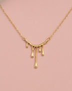 Golden Liquid Metal Drip Pendant Necklace – Anti Tarnish
