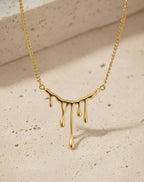 Golden Liquid Metal Drip Pendant Necklace – Anti Tarnish