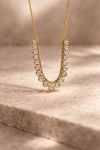 Radiant Gemstone Collar Necklace – Stainless Steel