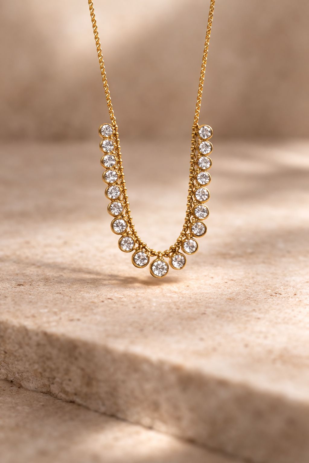 Radiant Gemstone Collar Necklace – Stainless Steel
