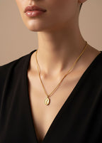 Golden Rose Oval Pendant Necklace – Stainless Steel