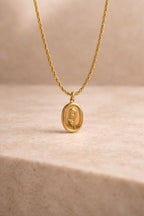 Golden Rose Oval Pendant Necklace – Stainless Steel