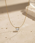 Golden Heart Gemstone Pendant Necklace – Stainless Steel