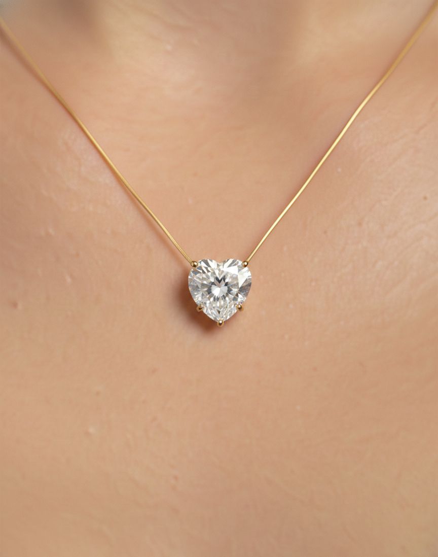 Golden Heart Gemstone Pendant Necklace – Stainless Steel