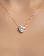 Golden Heart Gemstone Pendant Necklace – Stainless Steel