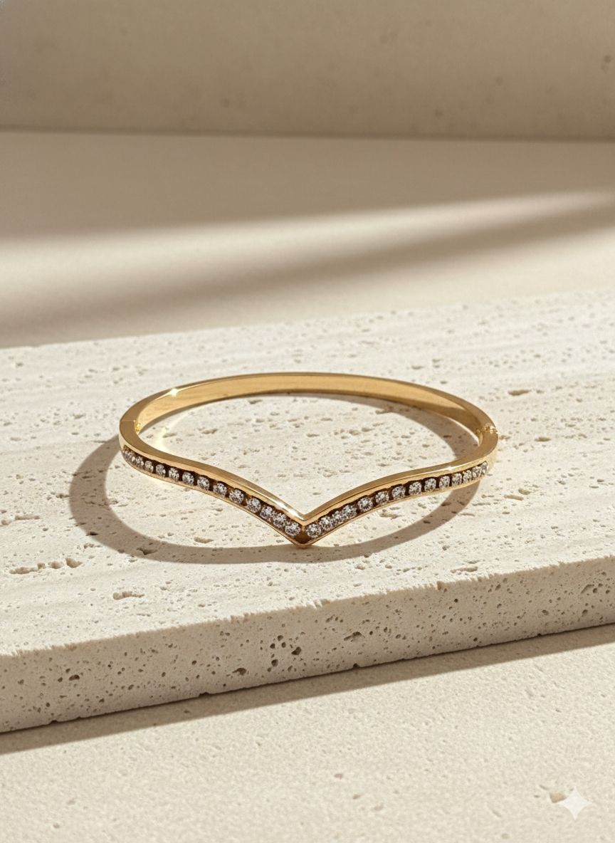 Chevron Diamond Stainless Steel Kada