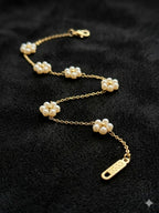 Anti Tarnish Stainless Steel Pearl Flower Chain Bracelet