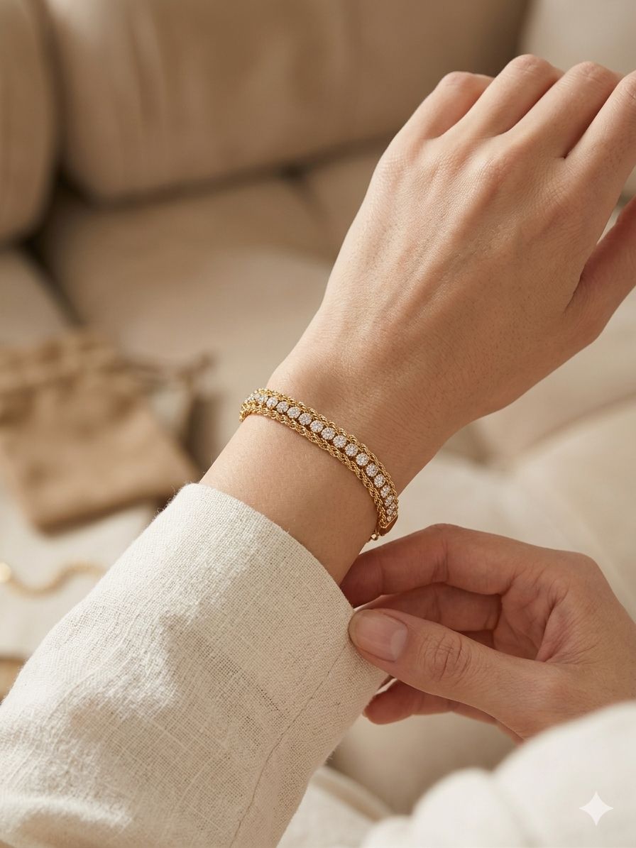 Anti Tarnish Stainless Steel Gemstone Chain Bracelet