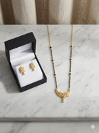 Traditional Crescent Mangalsutra Necklace & Earrings Set – Micro Plated