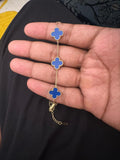 Anti Tarnish Stainless Steel Blue Clover Charm Bracelet