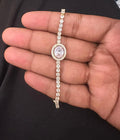 Anti Tarnish Stainless Steel Oval Gemstone Halo Bracelet
