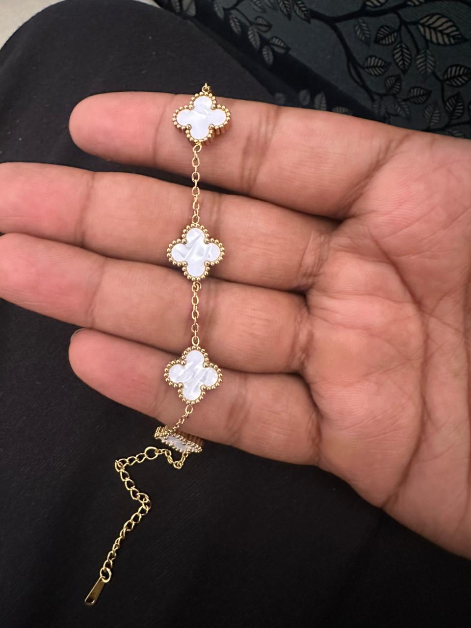Anti Tarnish Stainless Steel Clover Charm Bracelet