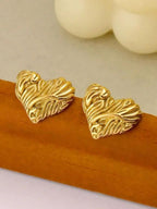 Anti Tarnish Stainless Steel Textured Heart Earrings