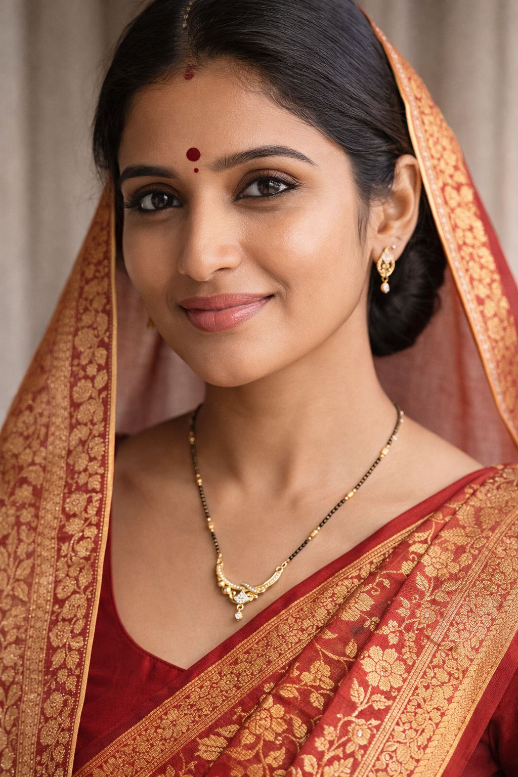 Traditional Mangalsutra Necklace & Earrings Set – Micro Plated
