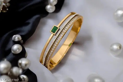 Anti Tarnish Stainless Steel Emerald Kada