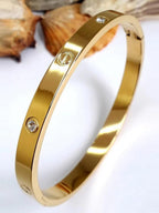 Anti Tarnish Stainless Steel Screw Motif Gemstone Bracelet