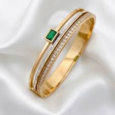 Anti Tarnish Stainless Steel Emerald Kada