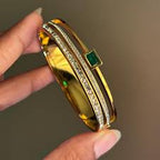Anti Tarnish Stainless Steel Emerald Kada