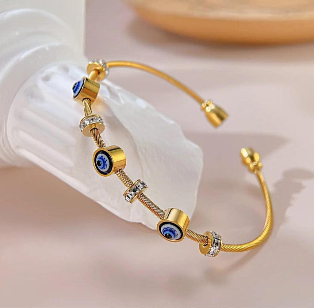 Anti Tarnish Stainless Steel Evil Eye Beaded Bracelet